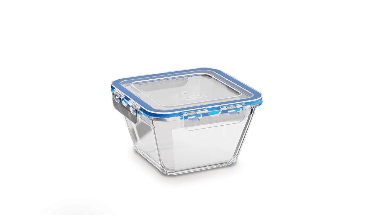 Curver, Glass Square Food Container With Clip Lid 860ml