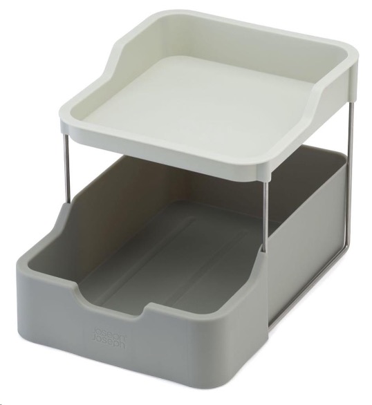 Joseph Joseph, Duo 2-tier cupboard organiser w_drawer (grey)1