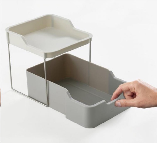 Joseph Joseph, Duo 2-tier cupboard organiser w_drawer (grey)3